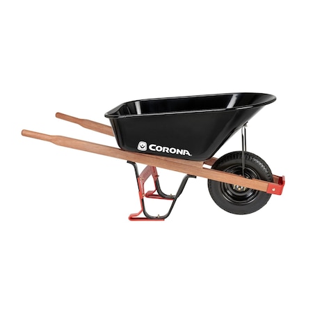 Corona Tools 6 Cu. Ft. Professional Steel Wheelbarrow, Wood Handles, Flat-Free Tire WB14063