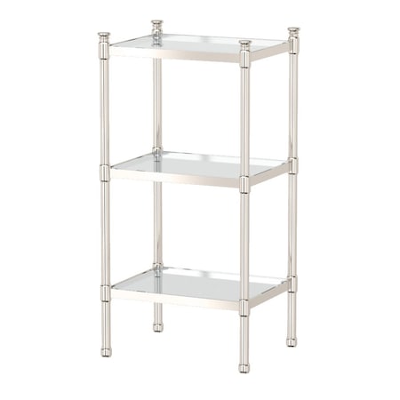 Gatco Rectangular 3-Tier Glass Taboret, Polished Nickel 1351PN