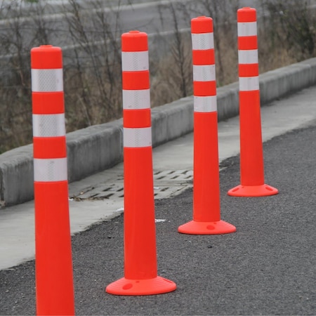 Pittman Flexible Delineator Post, Red and White, Reflective, 30'' 724486