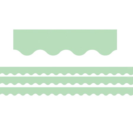 Teacher Created Resources Mint Green Scalloped Rolled Border Trim, 50 Feet Per Roll, 3PK TCR8933