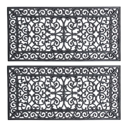 Amerihome 4 Ft x 2 Ft Decorative Scrollwork Entryway Rubber Door Mat - 2 Pack, 2PK RMATDE42-2PK