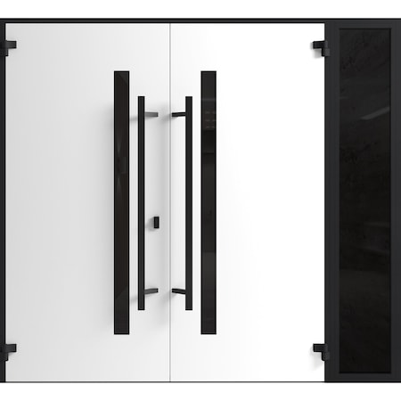 Vdomdoors Front Exterior Prehung Aluminum Double Doors Ronex0162 Red Oak 1 Sidelight Mirrored Clear Glass RONEX0162DEXD-RED-W72+12xH80-RH-I