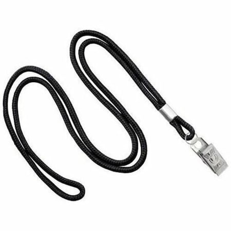 Brady LANYARD STANDARD, BLACK, ROUND WOVEN LANYARD W/NICKEL PLATED STEEL BULLDOG CLIP 2135-3251