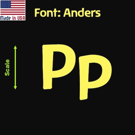 Aacc Self-Adhesive Vinyl Letter: p, Scale: 1.5 in. Color: Yellow Font: Anders by, 4PK AACC-Anders-lp-Yellow-I1.5x4