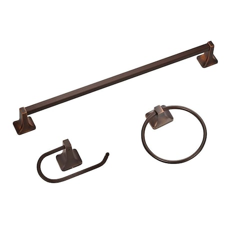 Boston Harbor Manhattan Bath Hardware Set, Aluminum/Steel/Zinc, Venetian Bronze, 3-Piece, For: Bathroom 3603BVB