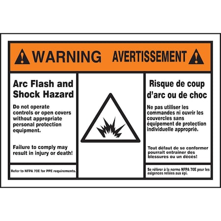 Accuform BILINGUAL ANSI WARNING ARC FLASH FBLSPS370