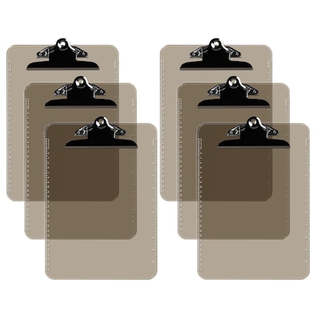 Davis Group Plastic Clipboard, Spring Clip, Smoke, 6PK 4877-97-06