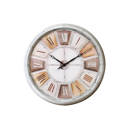 Monarch Specialties Clocks, 30-in. Round, Large Oversized, Wall Clock, Antique White, Natural, Transitional I 9036