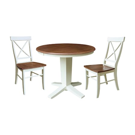 Whitewood Industries Rectangular Extension Dining Table W/ 2 Chairs, 36 in W, 30.1 in L, 48 in H, Parawood, 3 K79-36RXT-23B-C613-2