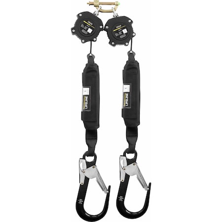 Ironwear 6' Twin Leg Self Retracting Lifeline, Non Swivel Rebar Hooks 2206D-ARH-NS