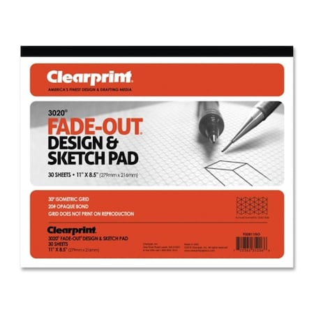 Clearprint Grid Paper Pad 20lb. 30Degree Isometric 8.5 in. x 11 in. 30 SHT CLE932811ISO