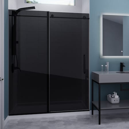 Anzzi Madam Series 60'' by 76'' Frameless Sliding Shower Door in Matte Black W/Tinted Glass SD-AZ13-02MB-T