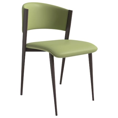 Leisuremod Aspen Modern Leather Dining Side Chair with Iron Legs in Olive Green AC51OG