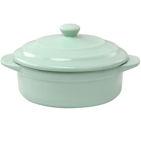 Martha Stewart Stoneware Round Mini Casserole with Lid in Mint 128884.02M