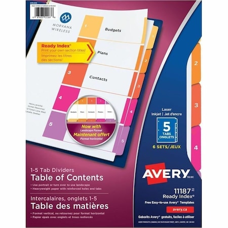Avery Dennison 5 Tab Index Dividers, PK6 11187