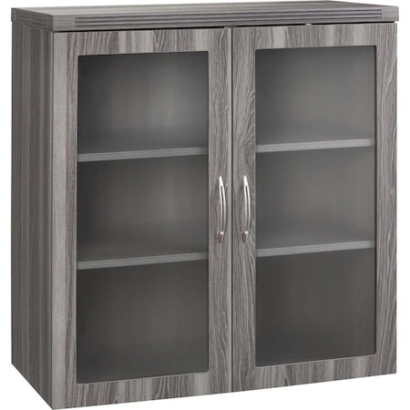 Mayline Glass Display Cabinet, Aberdeen, Gray Stl AGDCLGS