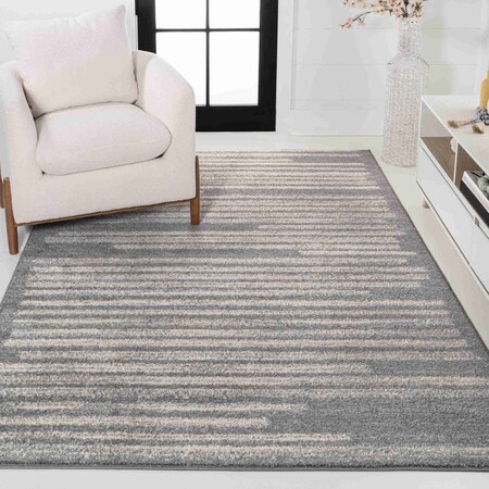 Jonathan Y Khalil Modern Berber Stripe Gray/Cream 3 ft. x 5 ft. Area Rug MOH207G-3
