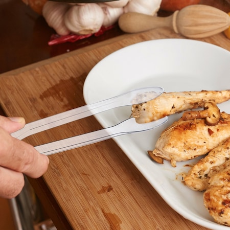 Smarty Had A Party 12" Clear Disposable Plastic Serving Tongs (48 Tongs), 48PK 4542-CASE
