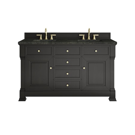 James Martin Vanities Brookfield 60" Double Vanity, Black Onyx, w/ 3 CM Phantome Eclos Top 547-V60D-BKO-3PHT