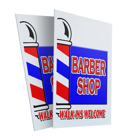 Signmission Barber Shop Walk-ins Welcome, Plastic Signs Only 24 Inch x 36 Inch, Corrugated Plastic, 2PK CSB-2436-2PACK-BarberShopWalk-insWelcome