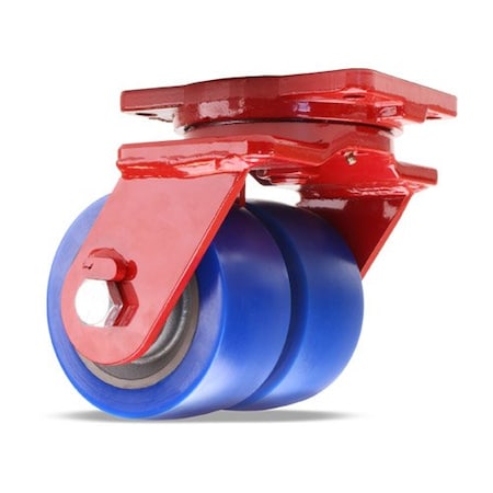 Hamilton Extra Heavy Duty Dual-Wheel Swivel Caster, 6" x 3" Ergo-Glide XT, Swivel Lock/Foot Brake S-EHD2-63EGB-4SL-2FB