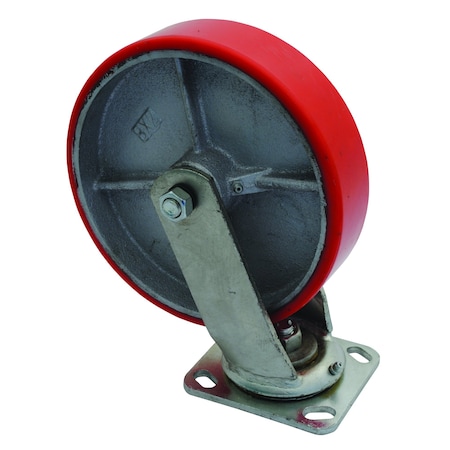 Vestil Polyurethane Swivel Caster 8 In. Diameter x 2 In. Width 882 Lb. Capacity Red CST-PU-8X2-S