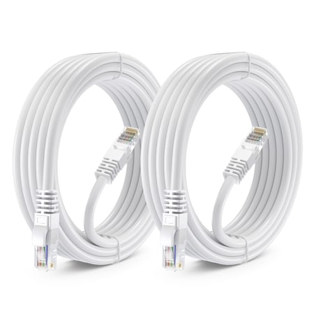 Maximm 15ft Cat6 Pure Copper UTP Ethernet Cable, 2PK, White, 2PK CAT615FT2PKWhite