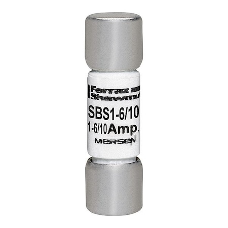 Mersen Fuse, 1 3/8 in L, 600 V AC, 1.6 A SBS1-6/10