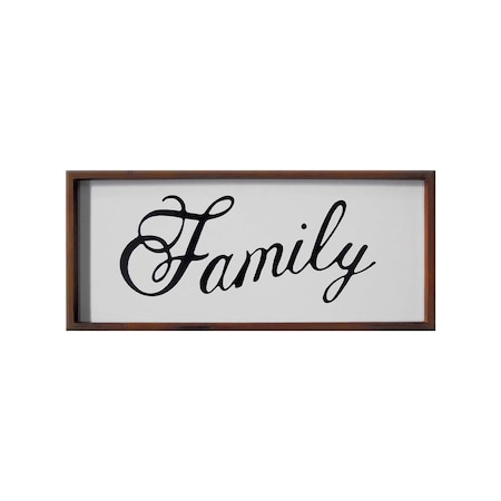 Homeroots 12" X 28" Brown And White Family Wood Wall Decor 636020