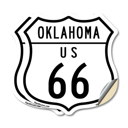 Signmission Oklahoma Route Marker Shield Sign Us 66, 12 inch X 12 inch, Vinyl Decal, 2PK SHI-D-2PACK-12-426