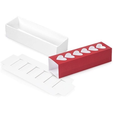 Nashville Wraps Red Heart Macaron Cookie Box Set, 8.25x2.5x2, 10PK MCSHRM