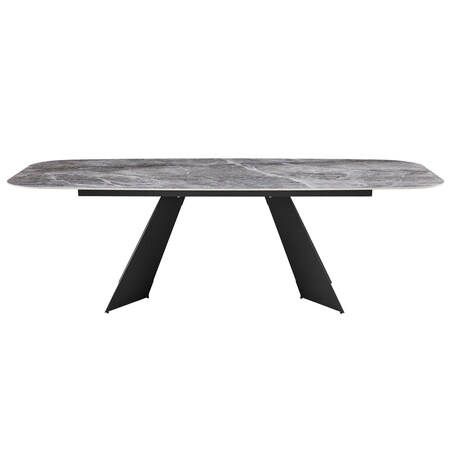 Homeroots 94" Gray and Black Ceramic and Steel Dining Table 654237