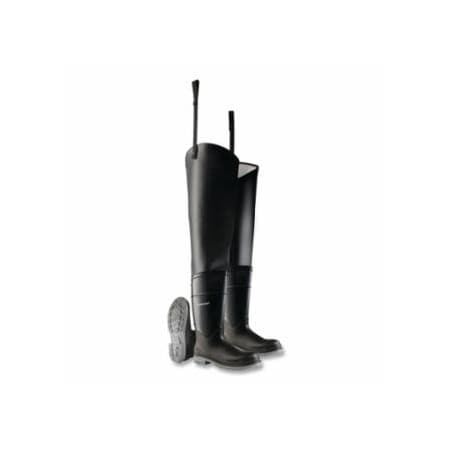 Dunlop Protective Footwear Hip Waders, Plain Toe, Steel Shank, Men's 13, 32 in Inseam, Polyblend/PVC, Black 868-8605500.13