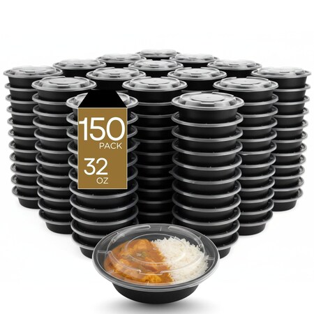 Eco Harmony Products Microwaveable Food Container, Round with Lid, 32oz, 150PK 804538