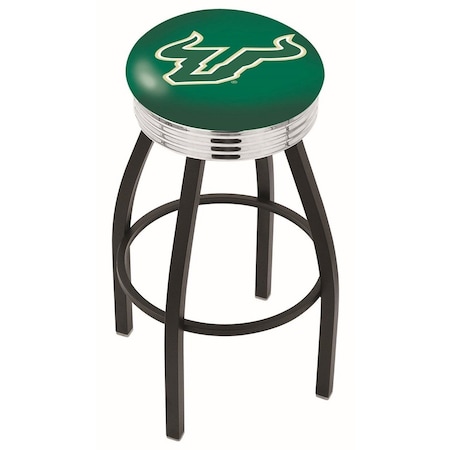 Holland Bar Stool Co 30" Blk Wrinkle South Florida Swivel Bar Stool, Chrome Ring L8B3C30SouFla