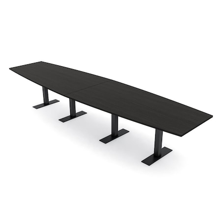 Skutchi Designs 14 Person Conference Table With Power Unit | 14' Boat Table | Harmony Series HAR-BOT-48X168-T.BK-U999ST19-NA