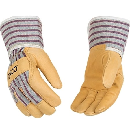 Kinco Protective Gloves with Safety Cuff, Wing Thumb, BlueGrayYellow 1927-Y