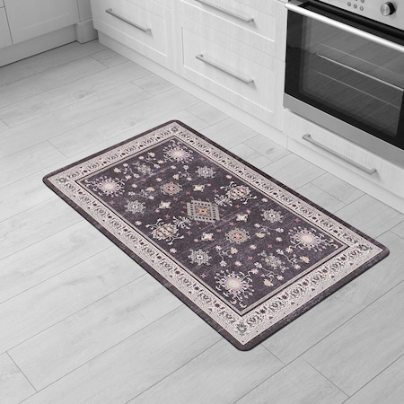 World Rug Gallery Transitional Bordered Cushioned Anti Fatigue Standing Kitchen Mat 18 ft x 30 ft Black WR12BLACK18X30