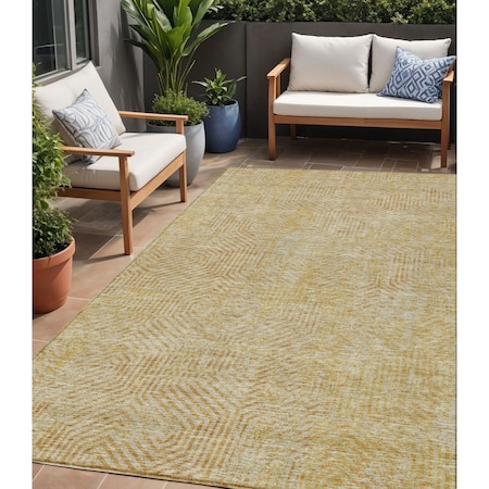 Homeroots 5' X 8' Gold And Beige Geometric Washable Indoor Outdoor Area Rug 594546