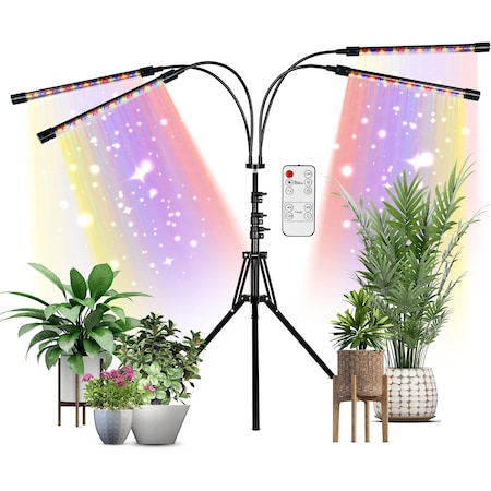 Ipower 108 LED Grow Lamp with Full Spectrum for Indoor Plants, AdjustableTripod and Gooseneck, 3 Li GLLEDXFLOORQHDCMIX80
