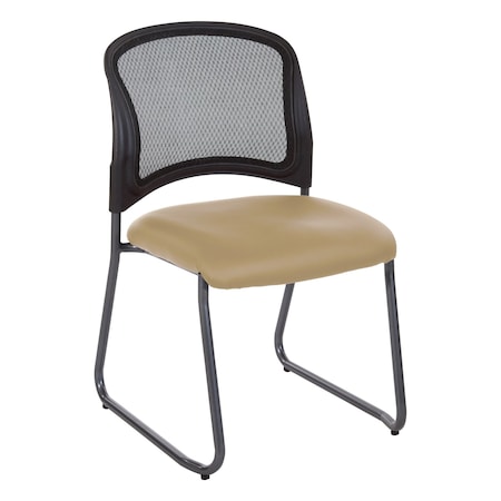 Office Star ProGrid Titanium & Black Visitors Chair, Sled Base, Dillon Brown 86725R-R104