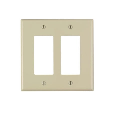Decora Wallplate, 4.88 in L, 4.94 in W, 2 -Gang, Nylon, Ivory PJ262-I