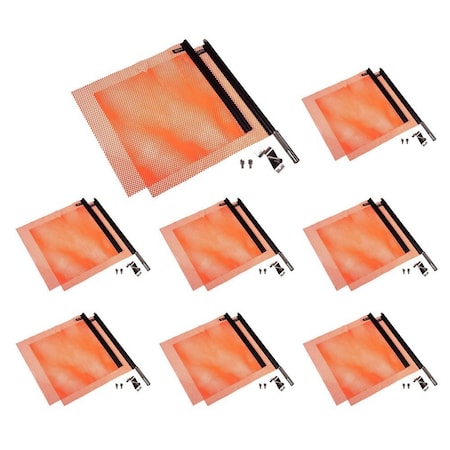 Mytee Products EZ Mount 18in x 18in Jersey Orange Mesh Safety Flag DOT Compliant, 8PK VMF-MK-ORANGEx8
