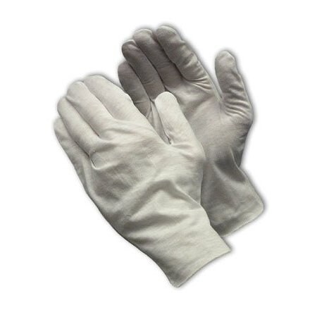 Cleanteam Medium Weight Cotton Lisle Inspection Glove with Unhemmed Cuff, 10.5", 12PK 97-521/10
