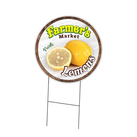 Signmission Farmers Market Lemons Double Sided Corrugated Plastic Circle Yard Sign, C-16-CIR-DS-WS-Lemons C-16-CIR-DS-WS-Lemons