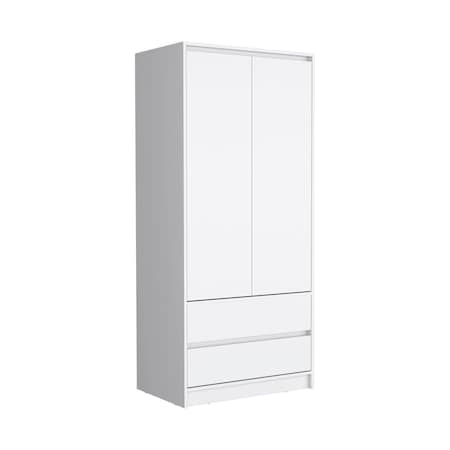 Homeroots 71" White Wood Two Door Two Drawer Combo Dresser 520128