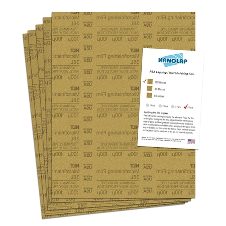 Nanolap PSA Microfinishing Film, 5 Pc 100 Micron (120 Grit), 8-0.5 in x 11 in Fine Sanding Film 61635N