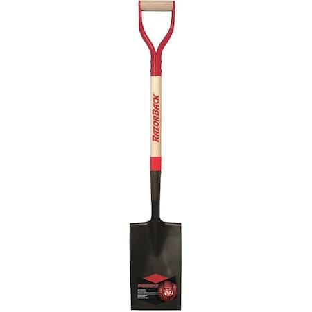 Razor-Back Border Spade, 7 in W Blade, Steel Blade, Wood Handle, D-Grip Handle, 28 in L Handle 46201