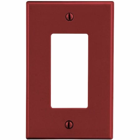 Hubbell Wiring Device-Kellems Rocker Wall Plate, Number of Gangs: 1 Plastic, Satin Finish, Red P26R