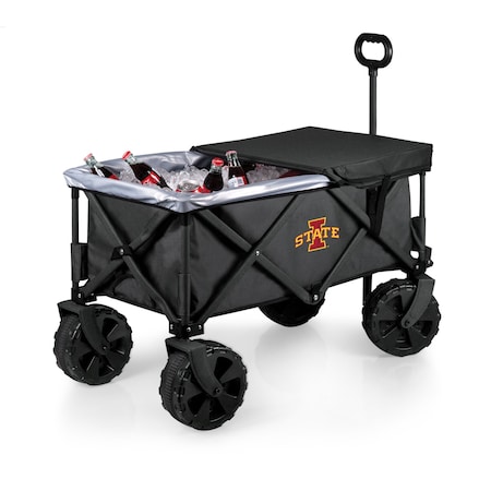 Picnic Time Family Of Brands NCAA Iowa State Cyclones Adventure Wagon Elite All-Terrain Folding Beach Wagon 741-85-679-234-0